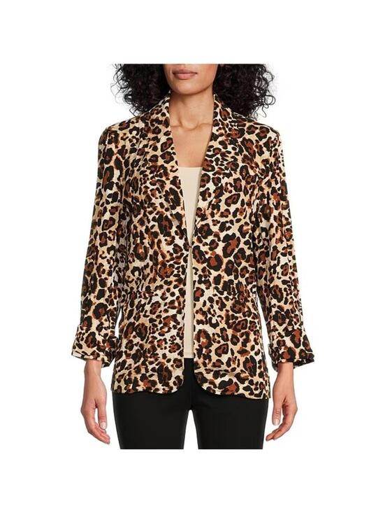 Multiples Jackets & Blazers - NWT Multiples Leopard Print Notch Collar Tucked Cuff 3/4 Sleeve Jacket M